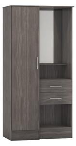 Mack Wooden Wardrobe With 1 Door 2 Drawers In Black