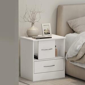 Mack Wooden Bedside Cabinet With 1 Drawer In White Gloss Front