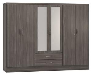 Mack Wooden Wardrobe With 6 Doors 2 Drawers In Black