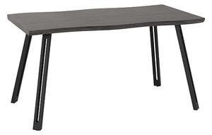 Qinson Wooden Wave Edge Dining Table In Black Wood Grain