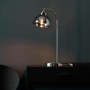 Chico Task Smoked Glass Shade Table Lamp In Bright Nickel