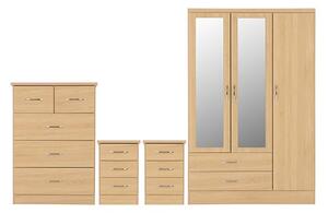 Mack Wooden Bedroom Set With 3 Doors Wardrobe In Sonoma Oak