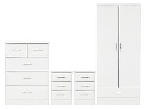 Mack Wooden Bedroom Set With 2 Doors Wardrobe White Gloss Front