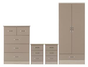 Mack Wooden Bedroom Set With 2 Doors Wardrobe Oyster Gloss Front