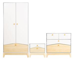 Kiro Wooden Trio Bedroom Furniture Set In White And Pine Effect