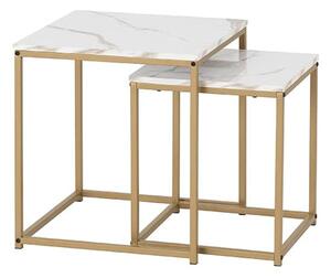 Hargrove Wooden Nest Of 2 Tables In White Marble Effect