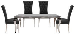 Fabien Medium Glass Dining Table With 4 Pembroke Charcoal Chairs