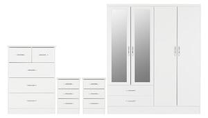 Mack Wooden Bedroom Set With 4 Doors Wardrobe White Gloss Front