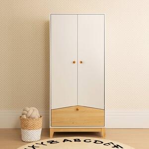 Kiro Wardrobe With 2 Doors 1 Drawer In White And Pine Effect