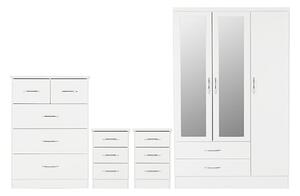 Mack Wooden Bedroom Set With 3 Doors Wardrobe White Gloss Front