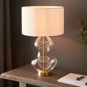 Hamel White Shade Touch Table Lamp With Shaped Glass Base