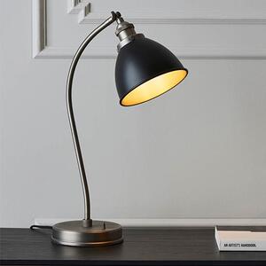 Barrie Rolled Edge Metal Shade Task Table Lamp In Matt Black