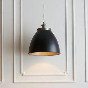 Barrie Rolled Edge Shade Ceiling Pendant Light In Matt Black