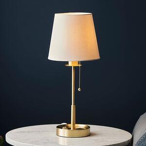 Estero Vintage White Shade Vanity Table Lamp In Satin Brass