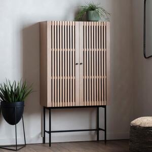 Okonma Wooden Drinks Cabinet With Metal Legs In Oak