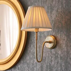 Davis And Carla Cream Cotton Shade Wall Light In Antique Brass