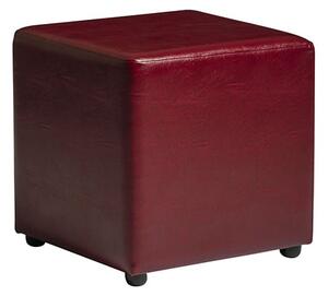 Allen Cube Faux Leather Stool In Lascari Vintage Red