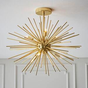 Surrey 6 Lights Semi-Flush Ceiling Light In Satin Brass