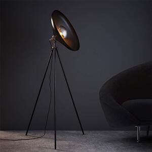 Silvis Coned Floor Lamp In Matt Black With Matt Nickel Details