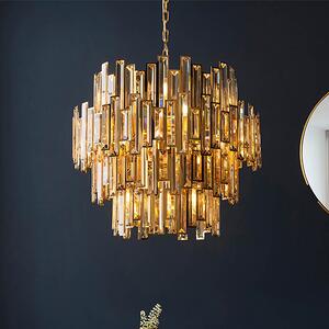 Eureka 15 Lights Crystal Glass Ceiling Pendant Light In Gold