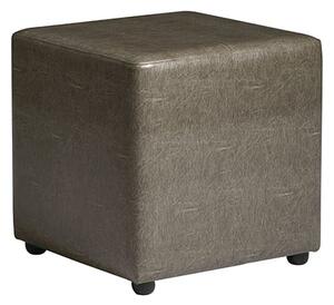 Allen Cube Faux Leather Stool In Lascari Vintage Silver