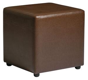 Allen Cube Faux Leather Stool In Lascari Vintage Brown