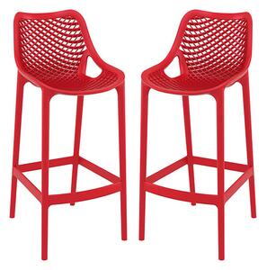 Adrian Red Polypropylene And Glass Fiber Bar Chairs In Pair