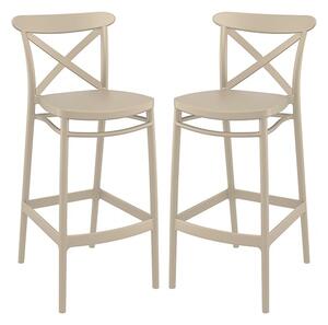 Carson Taupe Polypropylene And Glass Fiber Bar Chairs In Pair