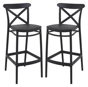 Carson Black Polypropylene And Glass Fiber Bar Chairs In Pair