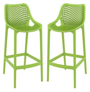 Adrian Green Polypropylene And Glass Fiber Bar Chairs In Pair