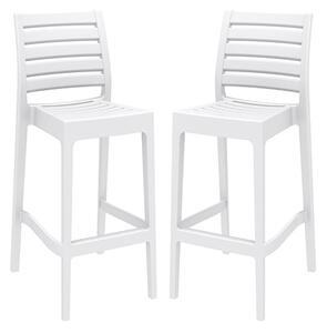 Albany White Polypropylene And Glass Fiber Bar Chairs In Pair