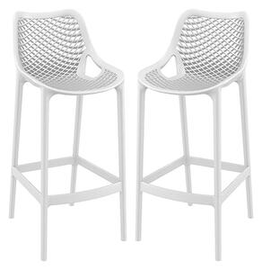 Adrian White Polypropylene And Glass Fiber Bar Chairs In Pair