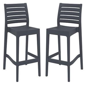 Albany Grey Polypropylene And Glass Fiber Bar Chairs In Pair