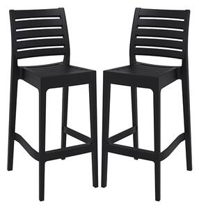 Albany Black Polypropylene And Glass Fiber Bar Chairs In Pair