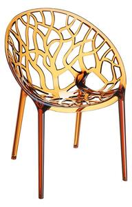 Cancun Clear Polycarbonate Transparent Dining Chair In Amber