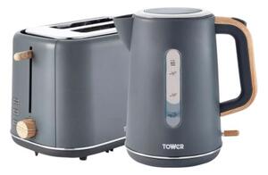 Tower Scandi 2 Slice Toaster & Kettle Grey