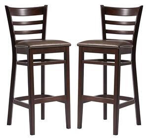 Sarnia Lascari Vintage Brown Faux Leather Bar Chairs In Pair