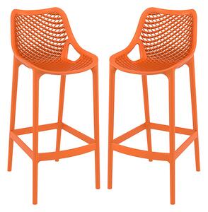 Adrian Orange Polypropylene And Glass Fiber Bar Chairs In Pair