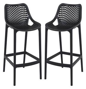 Adrian Black Polypropylene And Glass Fiber Bar Chairs In Pair