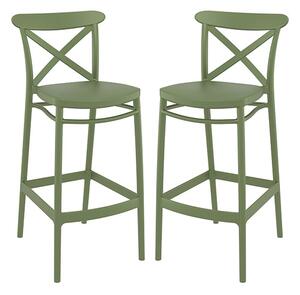 Carson Green Polypropylene And Glass Fiber Bar Chairs In Pair