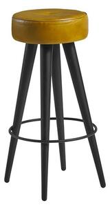 Medina Round Faux Leather Bar Stool In Vintage Gold