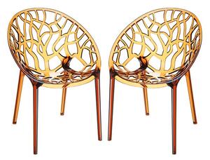 Cancun Amber Clear Polycarbonate Dining Chairs In Pair