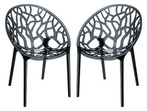 Cancun Black Clear Polycarbonate Dining Chairs In Pair