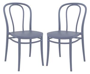 Victor Dark Grey Polypropylene Dining Chairs In Pair