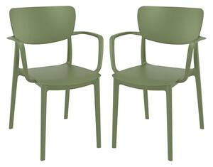 Lisa Olive Green Polypropylene Dining Chairs In Pair