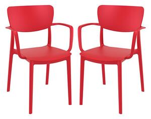 Lisa Red Polypropylene Dining Chairs In Pair