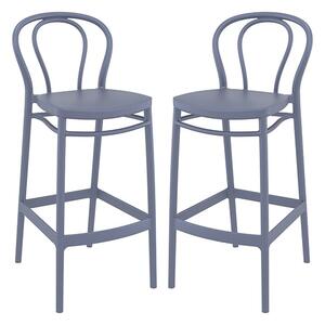 Victor Grey Polypropylene With Glass Fiber Bar Chairs In Pair