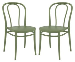 Victor Olive Green Polypropylene Dining Chairs In Pair