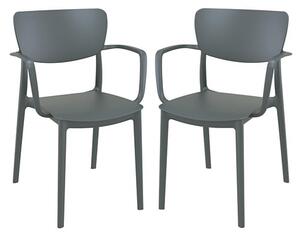 Lisa Dark Grey Polypropylene Dining Chairs In Pair