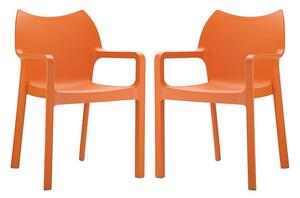 Dublin Orange Reinforced Glass Fibre Dining Chairs In Pair